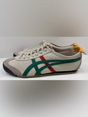 Onitsuka Tiger by Asics Cream Sneakers with Green and Red Stripes